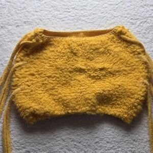 SUMWON Tank Top Womens Large Yellow Scoop Neck Strappy Cropped Fuzzy Knit